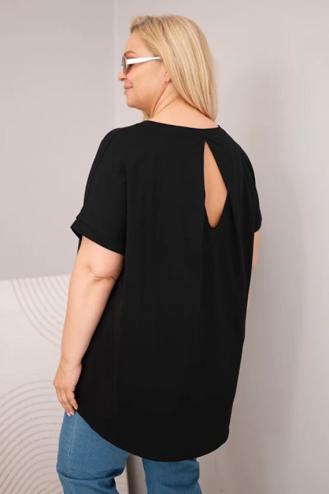 Bluzka damska Plus Size bawełniana z krótkim rękawem czarna