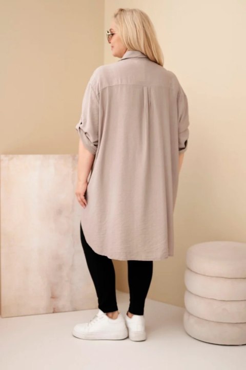 Koszula damska Plus Size z wiskozy z haftem kwiatowym fango