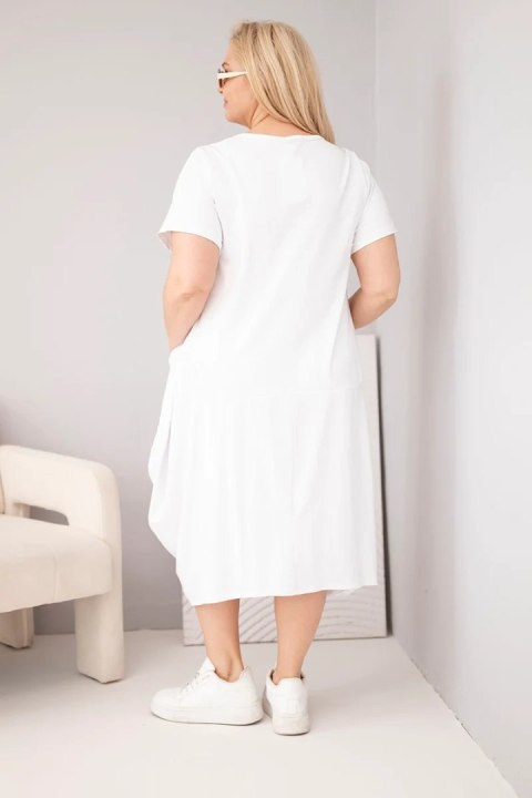 Sukienka damska Plus Size bawełniana z kieszeniami biała