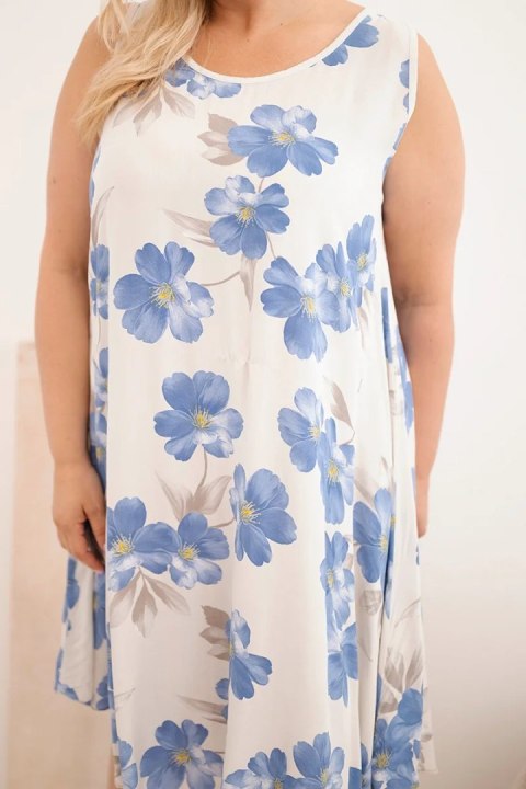 Sukienka damska Plus Size wiskozowa w kwiaty na ramiączkach beżowa