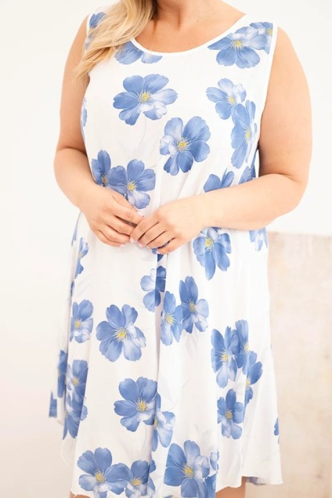 Sukienka damska Plus Size wiskozowa w kwiaty na ramiączkach biała