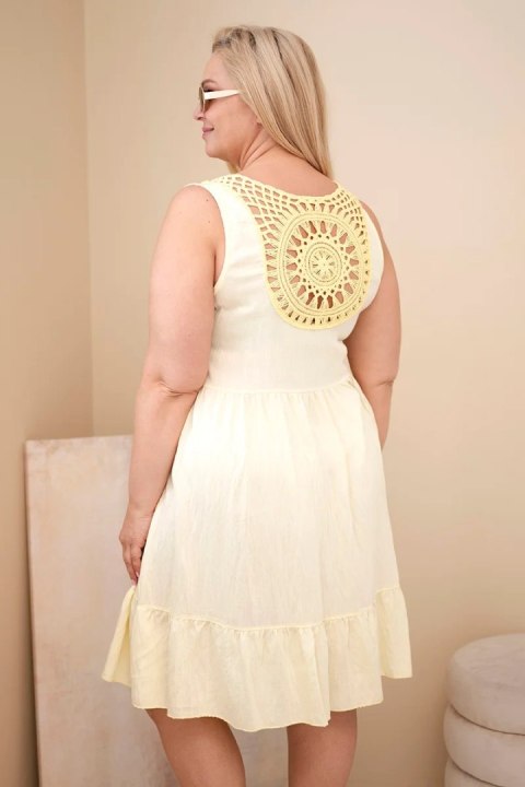 Sukienka damska Plus Size wiskozowa z koronką bez rękawów żółta