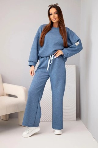 Komplet damski masełko bluza + spodnie jeansowy melanż