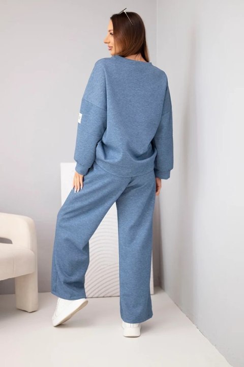 Komplet damski masełko bluza + spodnie jeansowy melanż