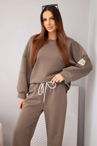 Komplet damski masełko bluza + spodnie mocca