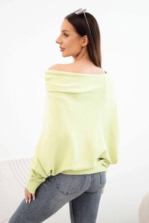 Sweter damski wiskozowy asymetryczny typu nietoperz pistacjowy