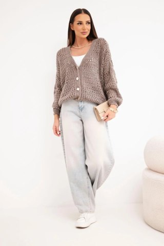 Sweter damski ażurowy oversize zapinany na guziki fango